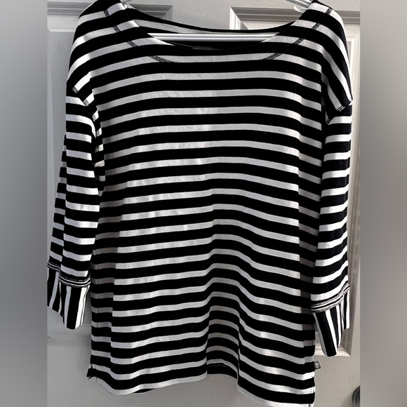 Talbots Tops - T by Talbots Women’s Black and White Striped Long Sleeve Top